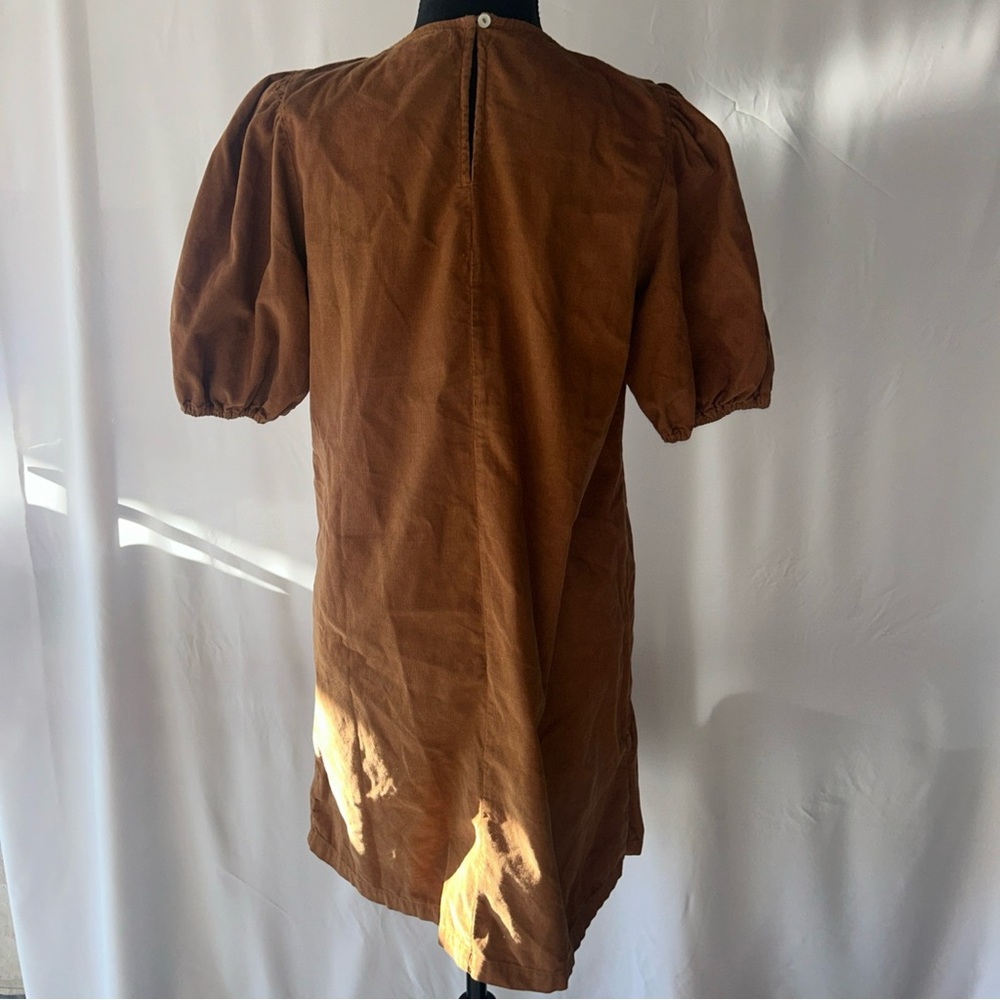Velvet‎ By Graham And Spencer Anthropologie Puffed Sleeve Corduroy Brown Dress S - Picture 8 of 9